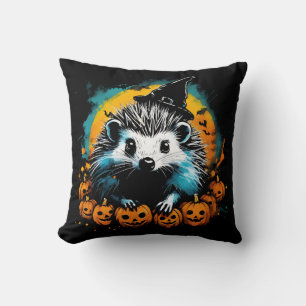 Halloween Hedgehog and pumpkins cute Cushion