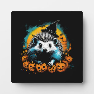 Halloween Hedgehog and pumpkins cute Plaque