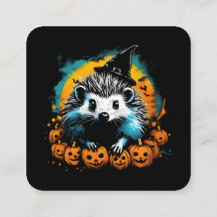Halloween Hedgehog and pumpkins cute Square Business Card