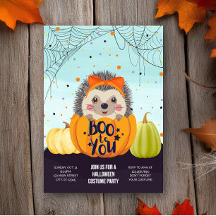Halloween Hedgehog Pumpkin Spooky Costume Party Invitation
