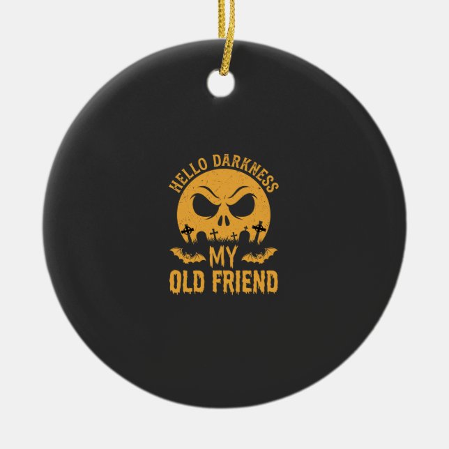 Halloween Hello Darkness Graveyard Moon Ceramic Tree Decoration (Front)