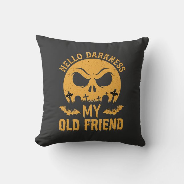 Halloween Hello Darkness Graveyard Moon Cushion (Front)