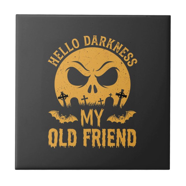 Halloween Hello Darkness Graveyard Moon Tile (Front)