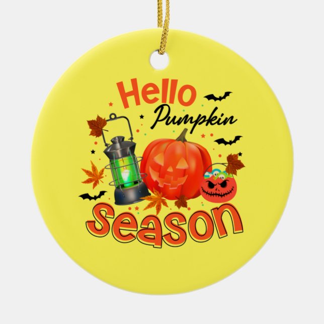 Halloween Hello Pumpkin Season Birthday Ceramic Tree Decoration (Front)