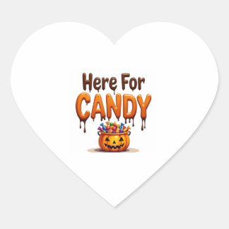 Halloween "Here for Candy" Heart Sticker