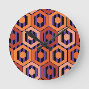 Halloween Hexagons  Round Clock