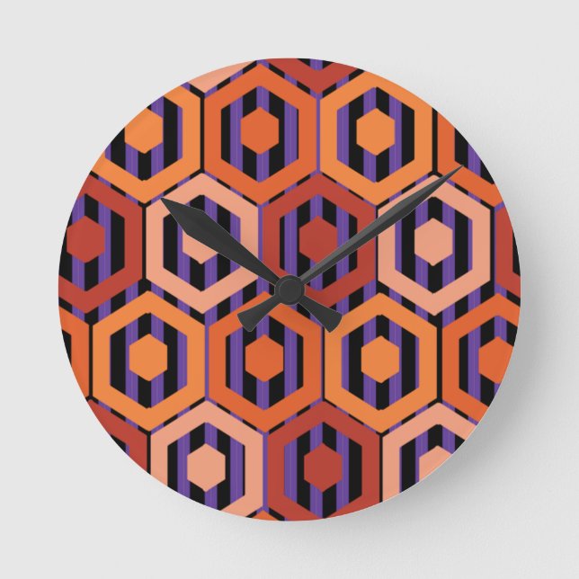 Halloween Hexagons  Round Clock (Front)