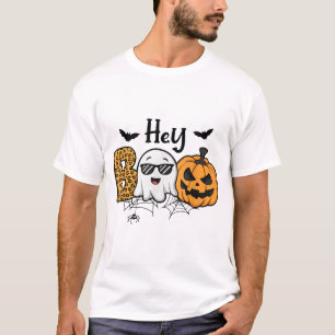  Halloween Hey Boo Ghost Pumpkin Costume Women  T-Shirt