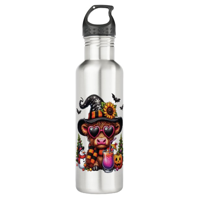 Halloween Highland Cow 2 710 Ml Water Bottle (Front)