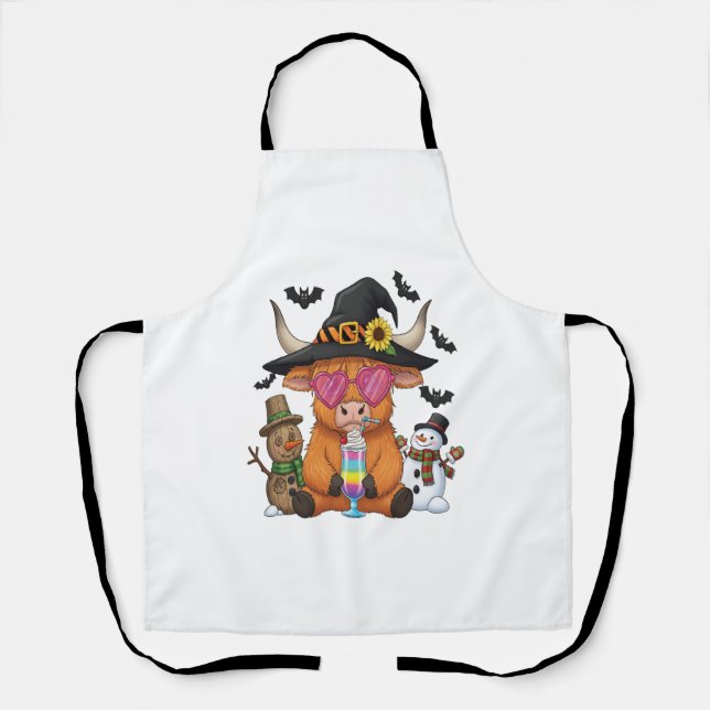 Halloween Highland Cow (2) Apron (Front)