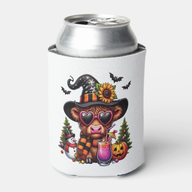Halloween Highland Cow 2 Can Cooler (Can Front)