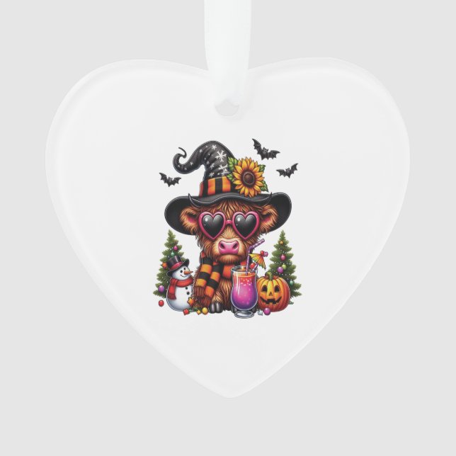 Halloween Highland Cow 2 Ornament (Front)