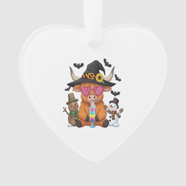 Halloween Highland Cow (2) Ornament (Front)