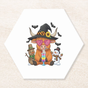Halloween Highland Cow (2) Paper Coaster