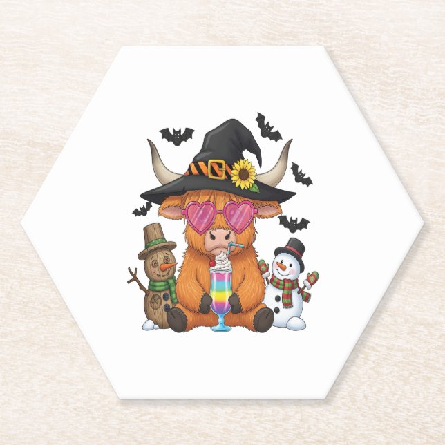 Halloween Highland Cow (2) Paper Coaster (Front)