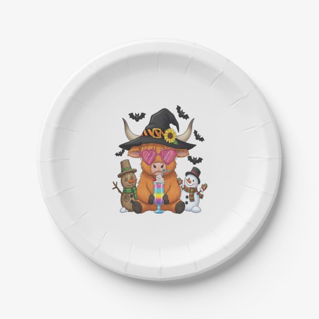 Halloween Highland Cow (2) Paper Plate (Front)