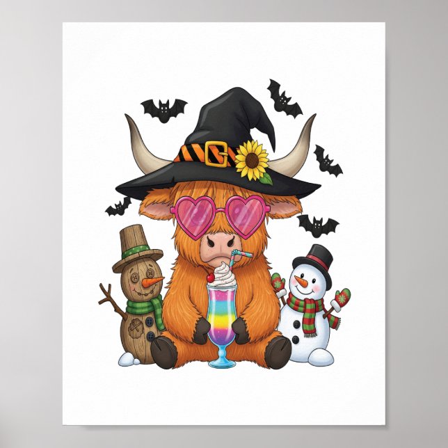 Halloween Highland Cow (2) Poster (Front)