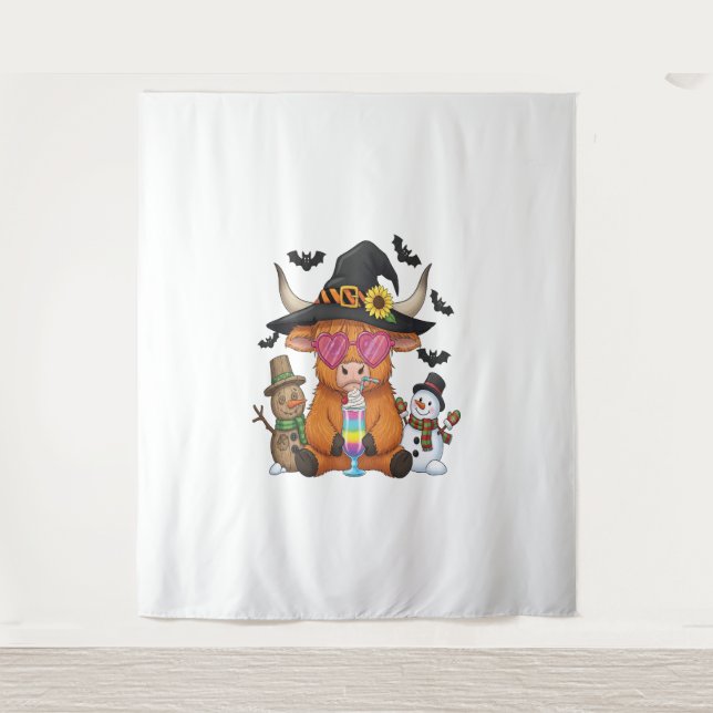 Halloween Highland Cow (2) Tapestry (Front)