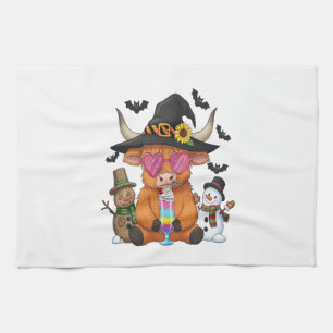 Halloween Highland Cow (2) Tea Towel