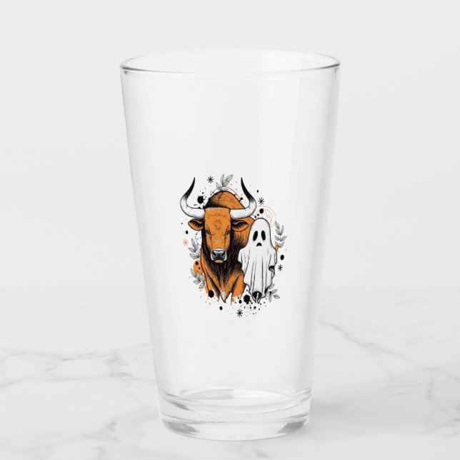 Halloween Highland Cow Cute Fall Glass (Front)