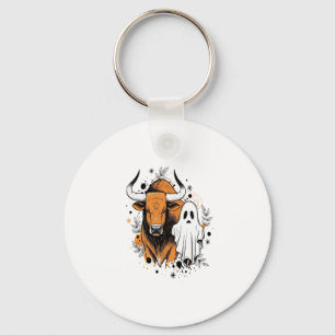 Halloween Highland Cow Cute Fall Key Ring