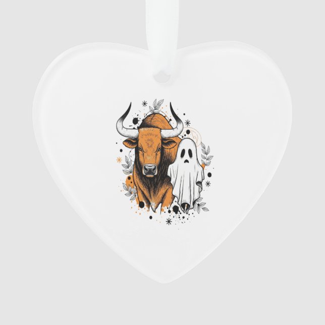 Halloween Highland Cow Cute Fall Ornament (Front)