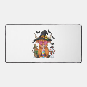 Halloween Highland Cow Desk Mat