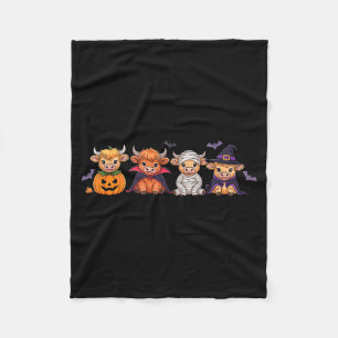 Halloween Highland Cow  Fleece Blanket