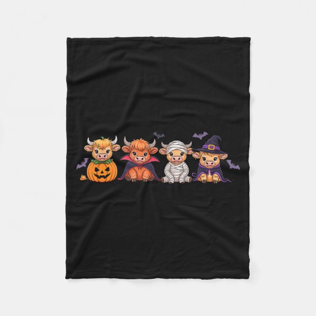 Halloween Highland Cow  Fleece Blanket (Front)
