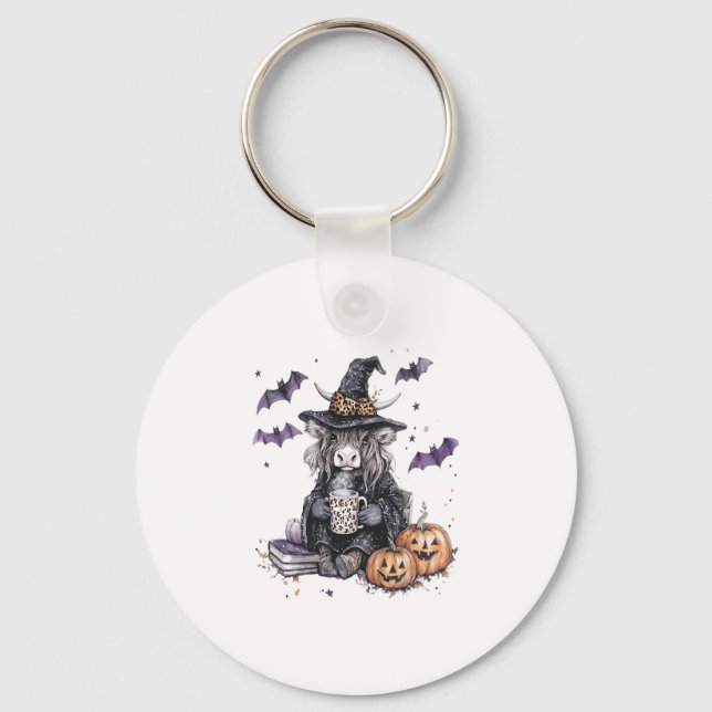 Halloween Highland Cow Key Ring (Front)