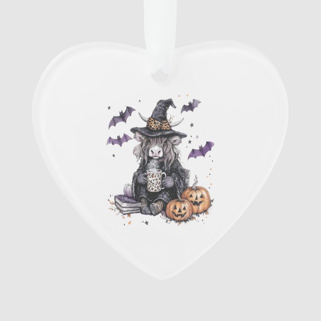Halloween Highland Cow Ornament (Front)
