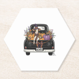 Halloween Highland Cow Paper Coaster