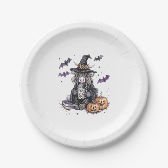 Halloween Highland Cow Paper Plate (Front)