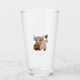 Halloween Highland Cow Pumpkin Glass