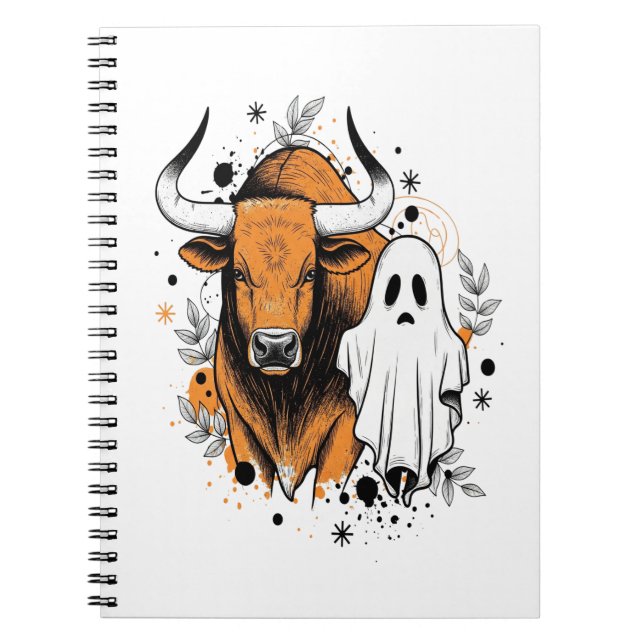 Halloween Highland Cow Pumpkin Notebook (Front)