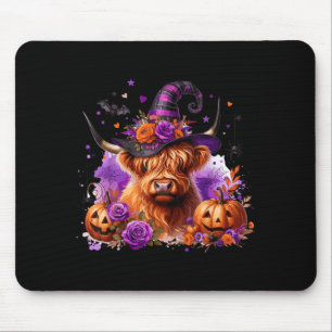 Halloween Highland Cow Pumpkin Witchy Bat Mouse Mat