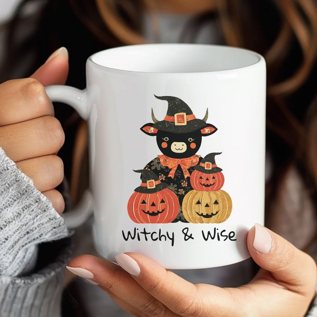 Halloween Highland Cow Witch & Pumpkins Mug (Creator Uploaded)