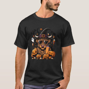 Halloween Highland Cow Witchy Cow Spooky Pumpkin H T-Shirt