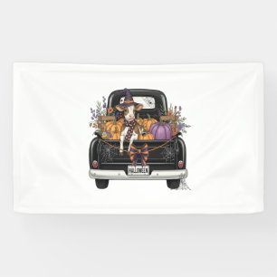 Halloween Highland Cow with Truck Banner