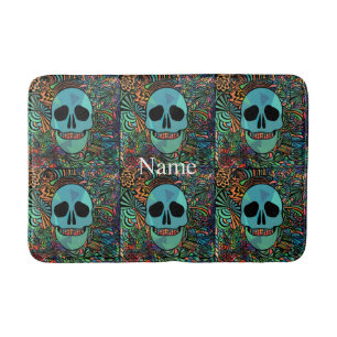 Halloween Hippie Skull Thunder_Cove Bath Mat