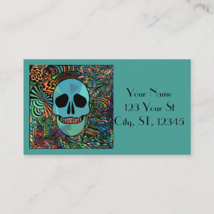 Halloween Hippie Skull Thunder_Cove Business Card