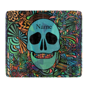 Halloween Hippie Skull Thunder_Cove  Cutting Board