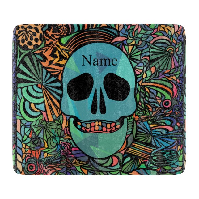 Halloween Hippie Skull Thunder_Cove  Cutting Board (Front)