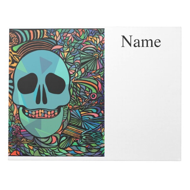 Halloween Hippie Skull Thunder_Cove  Notepad (Front)