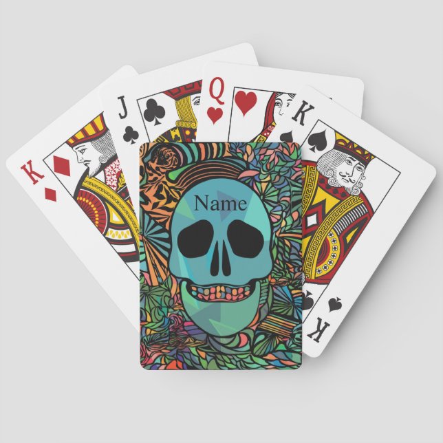 Halloween Hippie Skull Thunder_Cove Playing Cards (Back)