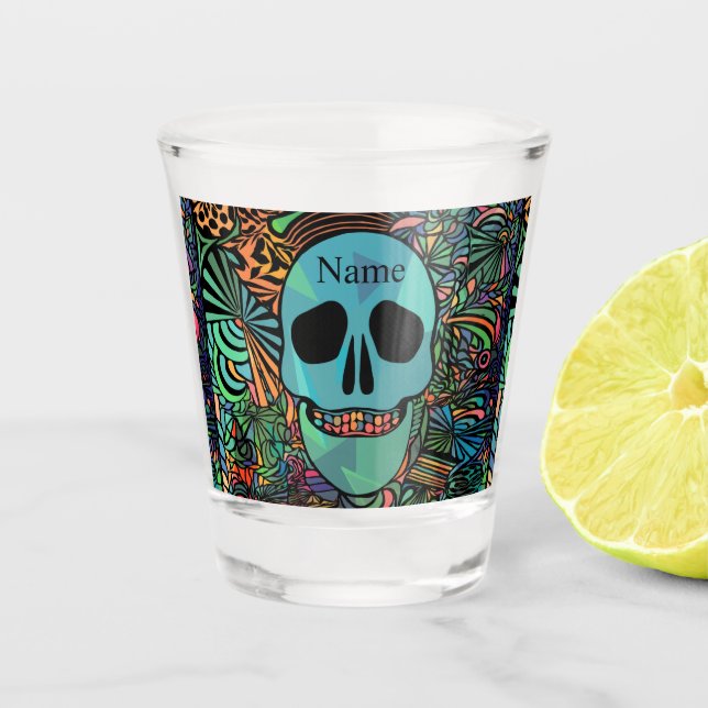 Halloween Hippie Skull Thunder_Cove Shot Glass (Front)