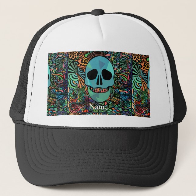 Halloween Hippie Skull Thunder_Cove  Trucker Hat (Front)