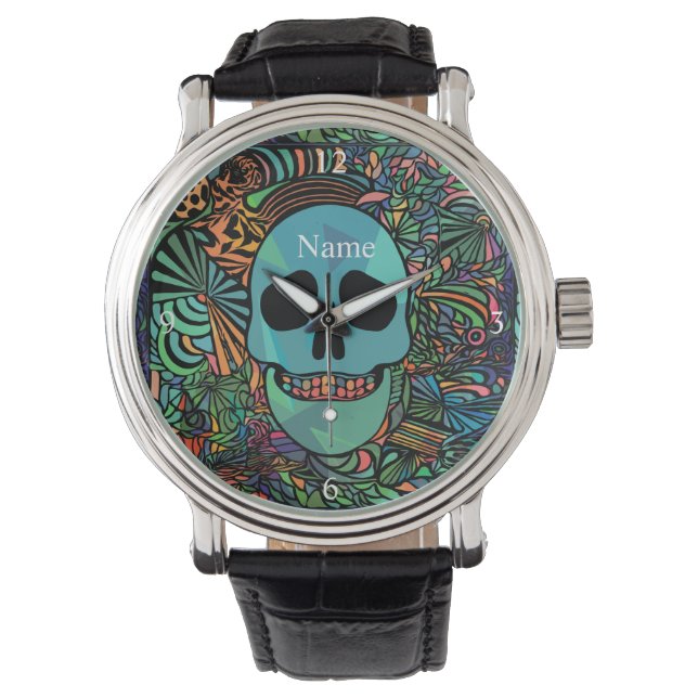 Halloween Hippie Skull Thunder_Cove  Watch (Front)