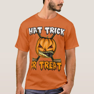 Halloween Hockey Hat Trick Or Treat Funny T-Shirt