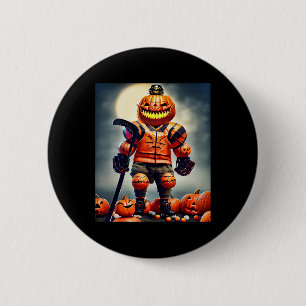 Halloween Hockey Season Pumpkin Player 6 Cm Round Badge